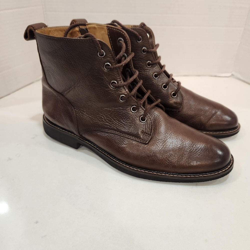 VTG Saks Fifth Avenue Side Zip Leather Ankle Boots Mens 9 M Brown Made In Brazil
